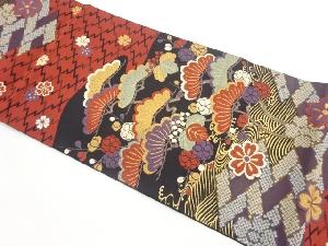 唐織松に桜模様織出し袋帯